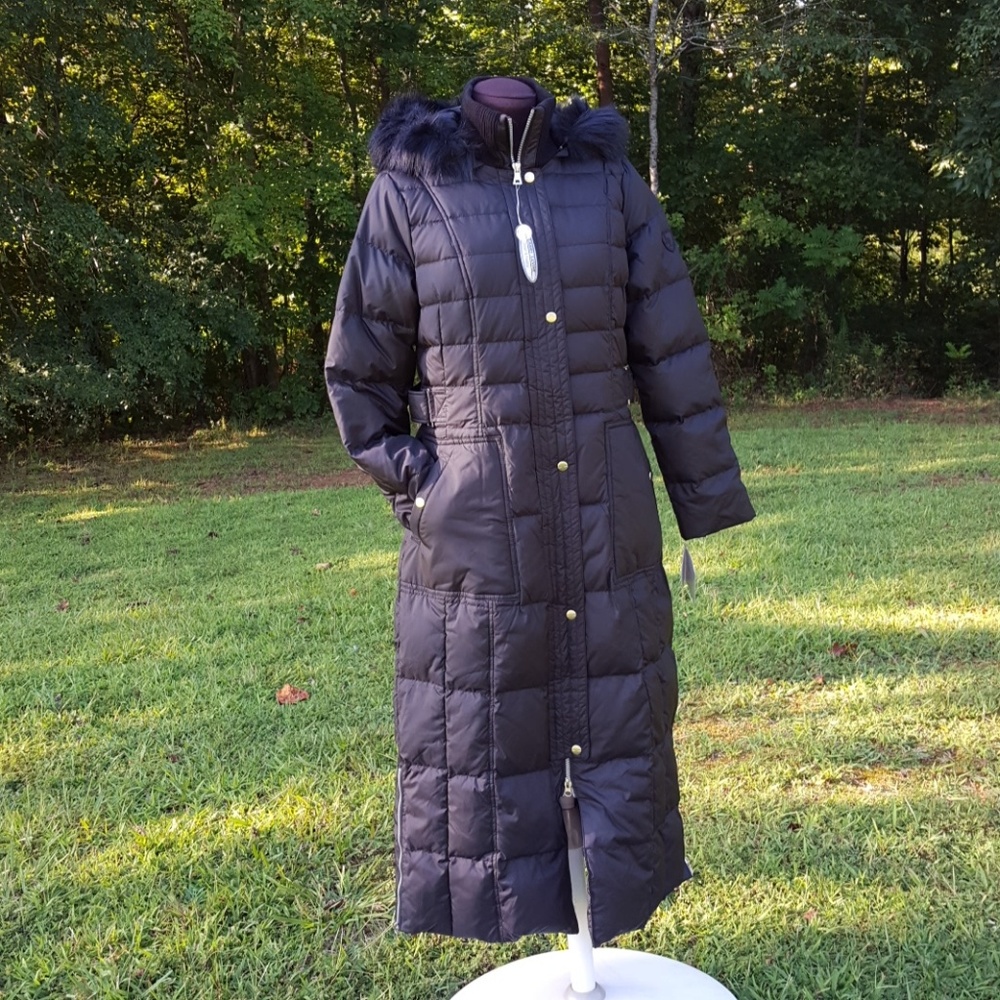 NWT Larry Levine Maxi W/Removable Hood Coat S